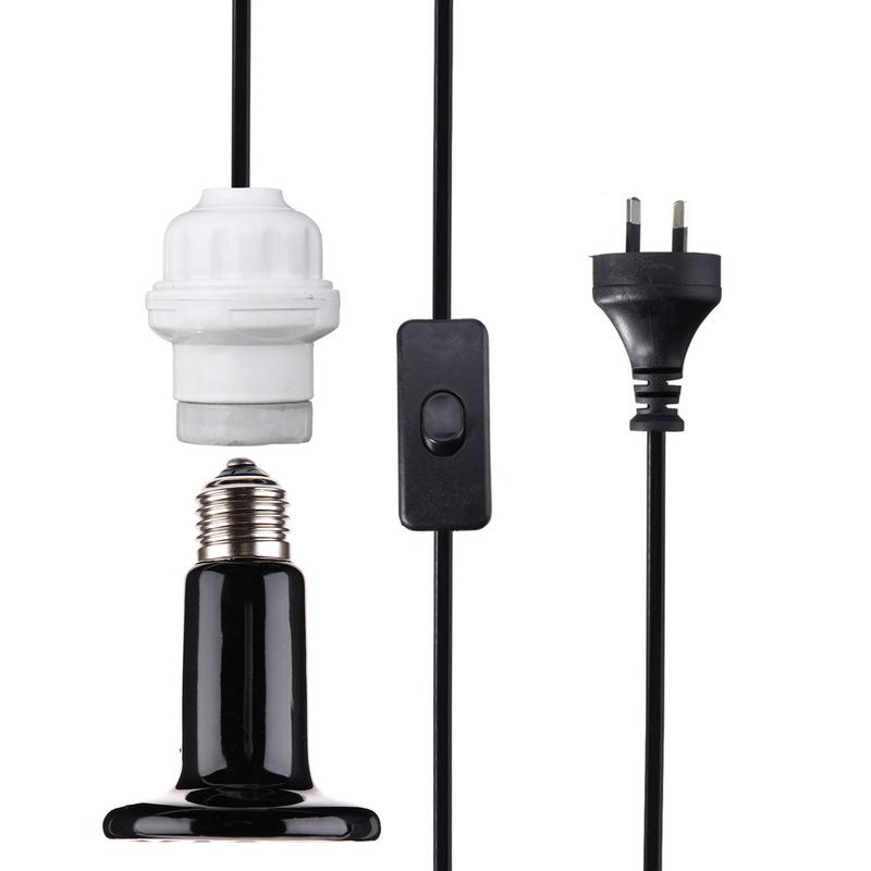 Ceramic Heat Emitter - สัตว์เลื้อยคลานหลอดไฟความร้อนเซรามิคอินฟราเรด Emitter โคมไฟปลอดภัยทนทานอินฟราเรดเครื่องทําความร้อนโคมไฟพร้อมสายสําหรับไก่ Lizard Turtle