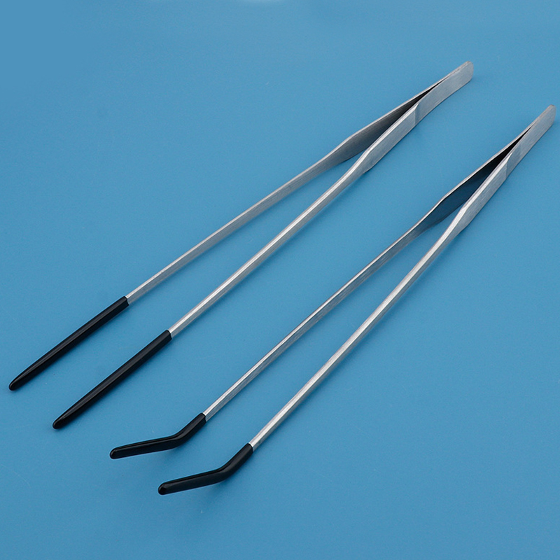 Feeding Tong Stainless - แหนบสแตนเลสสำหรับให้อาหารสัตว์เลื้อยคลาน ปลายยาง แหนบโค้งตรงสำหรับตู้ปลา อุปกรณ์สัตว์เลี้ยง จับถนัดมือ ไม่ลื่น