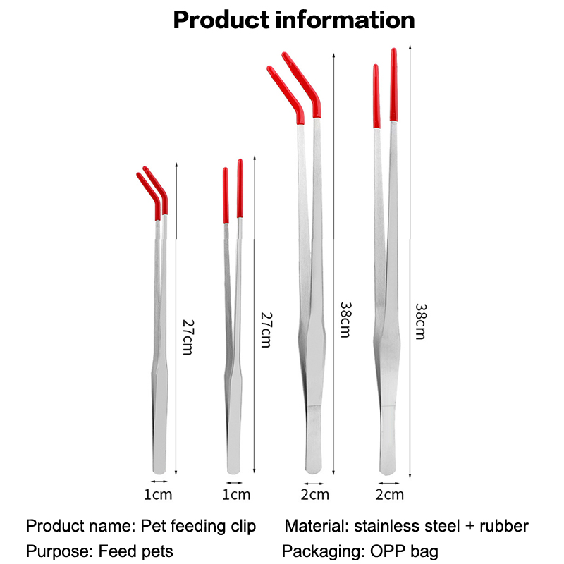 Feeding Tong Stainless - ที่คีบให้อาหารสัตว์เลื้อยคลานพร้อมปลายยาง, แหนบสแตนเลสสำหรับตู้ปลา, อุปกรณ์ทำความสะอาดตู้ปลาและอุปกรณ์เสริมสำหรับกรงงู
