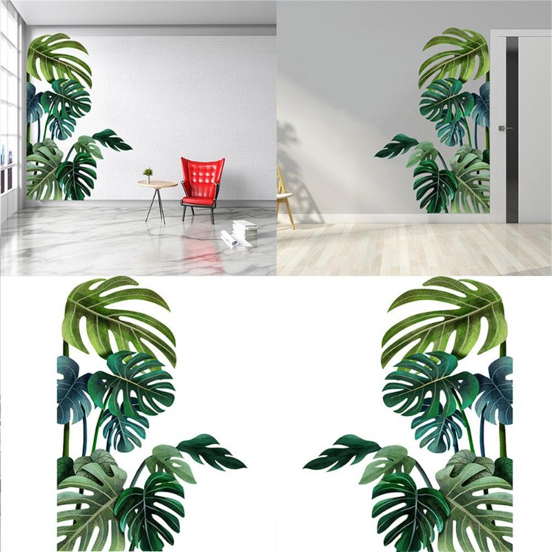 ขนาดใหญ่Nordicสีเขียวใบสติ๊กเก - Pvc Panel Background บทวิจารณ์และราคา