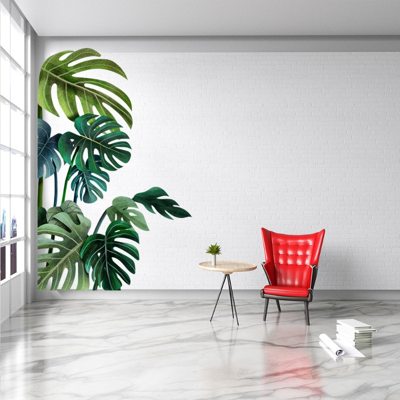 ขนาดใหญ่Nordicสีเขียวใบสติ๊กเก - Pvc Panel Background บทวิจารณ์และราคา